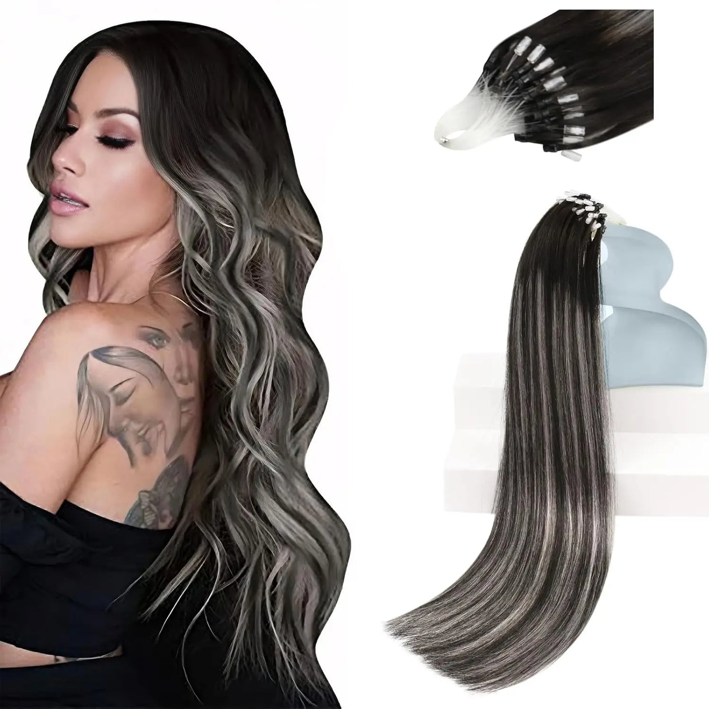 Remy Micro Ring Human Hair Extensions – No Heat, No Damage, 1g Strands