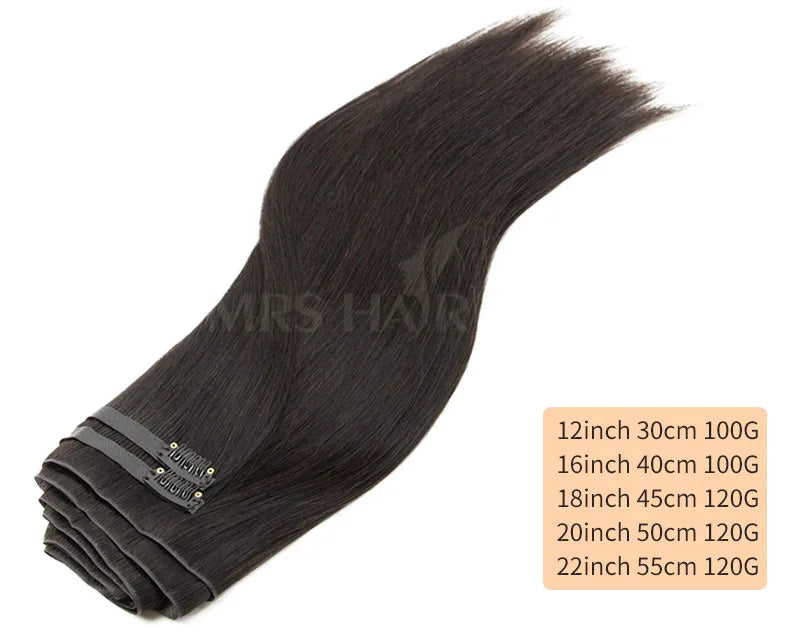Invisible Seamless PU Clip In Human Hair Extension Tape Weft Clip in Extensions 7Pcs/set 12-24inch 100G 120G Clip on Hair