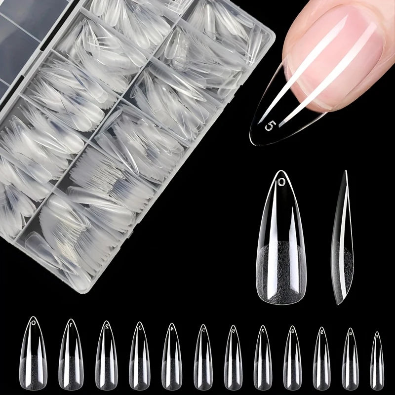 600Pcs Soft Gel Nail Tips Full Cover Coffin Almond Oval Set