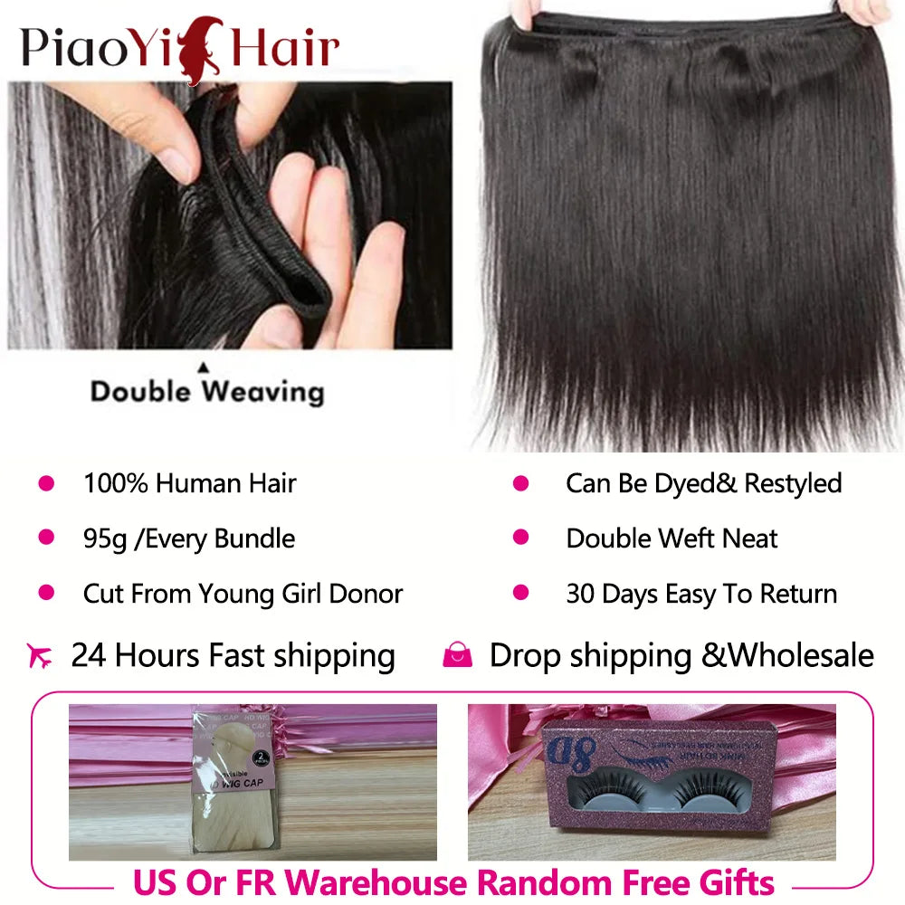 12A Straight Raw Virgin Human Hair Bundles 20–24 Inch