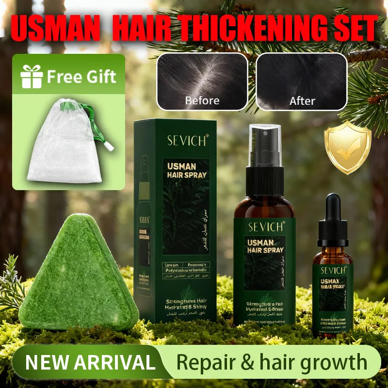 Anti Hair Loss Serum Set Hair Growth Essential Oil Usman Hair Regrowth Shampoo Soap Hair Care Thickening Oil Spray For Men Women