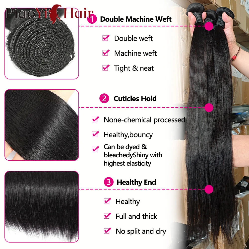 12A Straight Raw Virgin Human Hair Bundles 20–24 Inch
