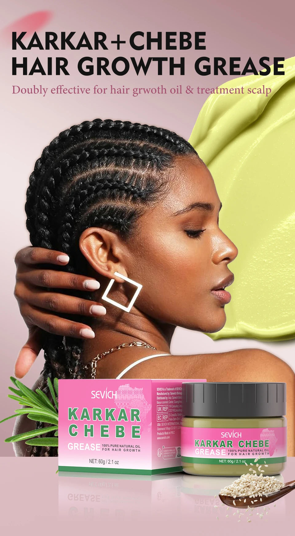 100% Pure Natural Karkar Chebe Oil Batana Butter Hair Growth Oil Rosemary Repair Damaged Hair Treatment Oil Anti-Hair Loss Care