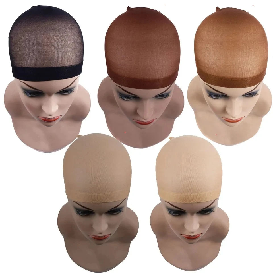 New Stocking Cap For Wigs 2Pcs Cheap Hair Net For Wigs Bald Cap Beige Brown Black Nylon Stocking Wig Cap Stretchy Hair Cap