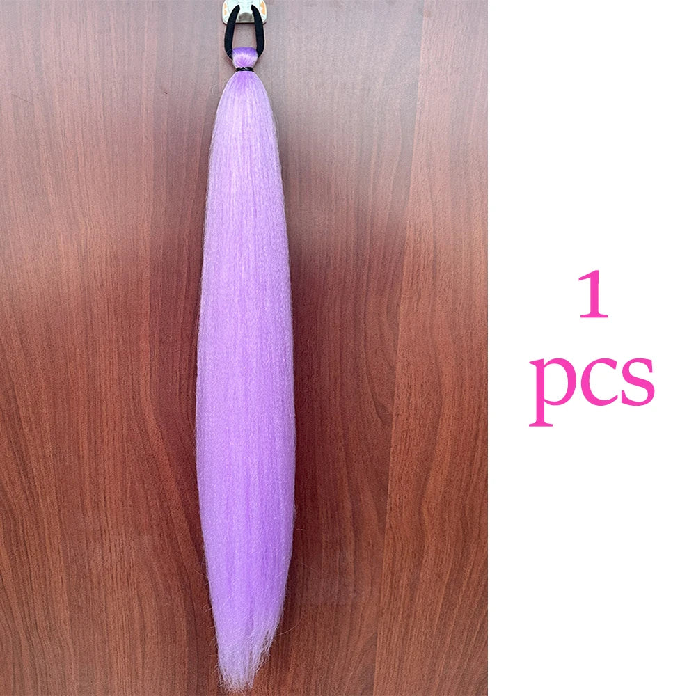 Vibrant 2Pcs Colorful Ponytail Extension Long Straight DIY Braid