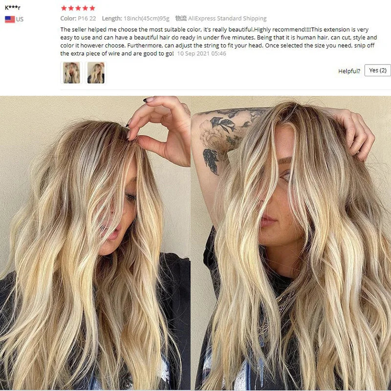 Seamless Clip In Hair Extensions Human Hair Invisible PU Tape In Remy Hair Extensions Ombre Blonde Color Skin Weft  7Pcs 150g