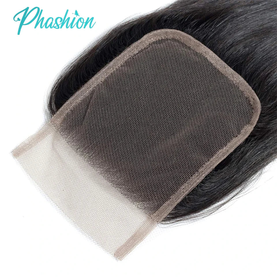 Phashion 24 26 Inch 5x5 4x4 Straight Lace Closure Only Pre Plucked Long Full Swiss Transparent Lace 100% Remy Human Hair On Sale
