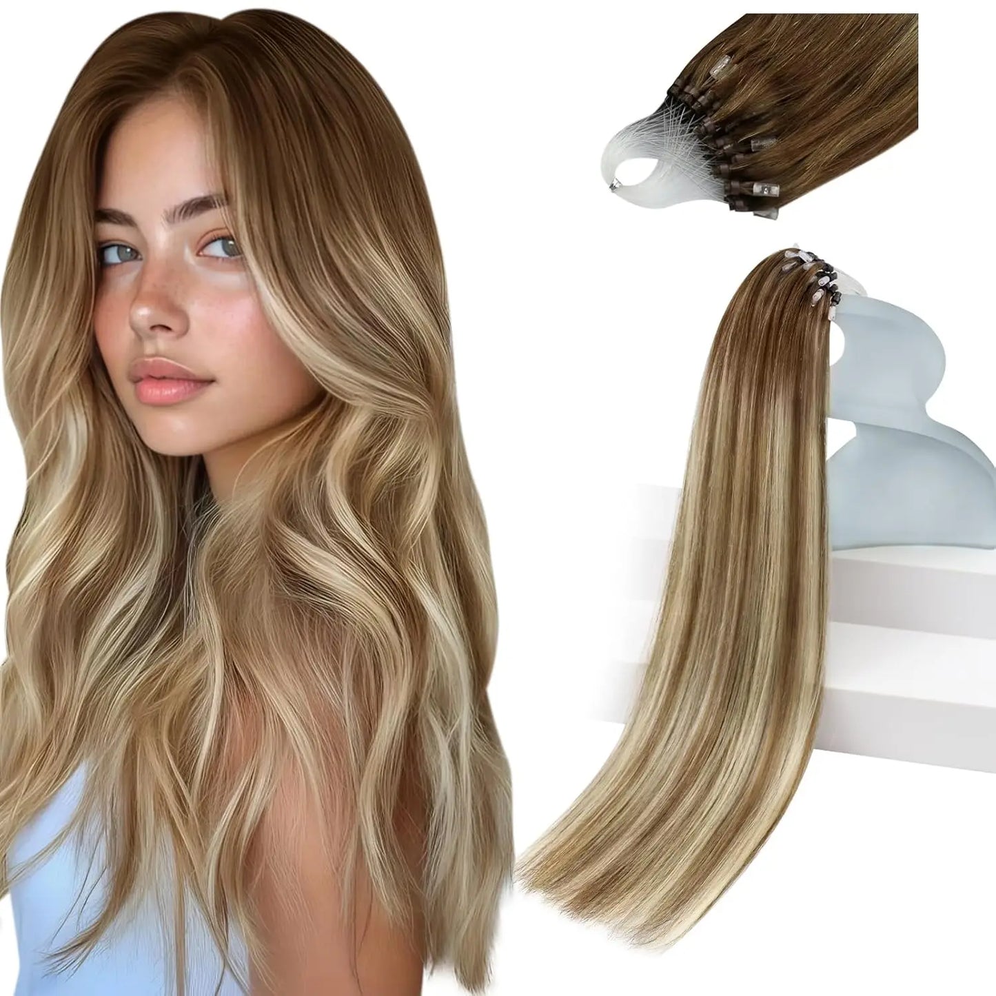 Remy Micro Ring Human Hair Extensions – No Heat, No Damage, 1g Strands