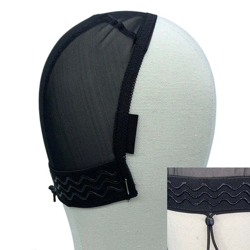 13X4/13X6 Inch Front Lace Wig Cap Adjustable Drawstring Silicone Band Breathable Spandex Glueless Hairnet for Wig Making