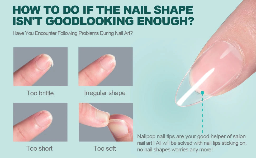 Nailpop 120Pcs Gel X Nail Tips Almond Square Full Cover Set
