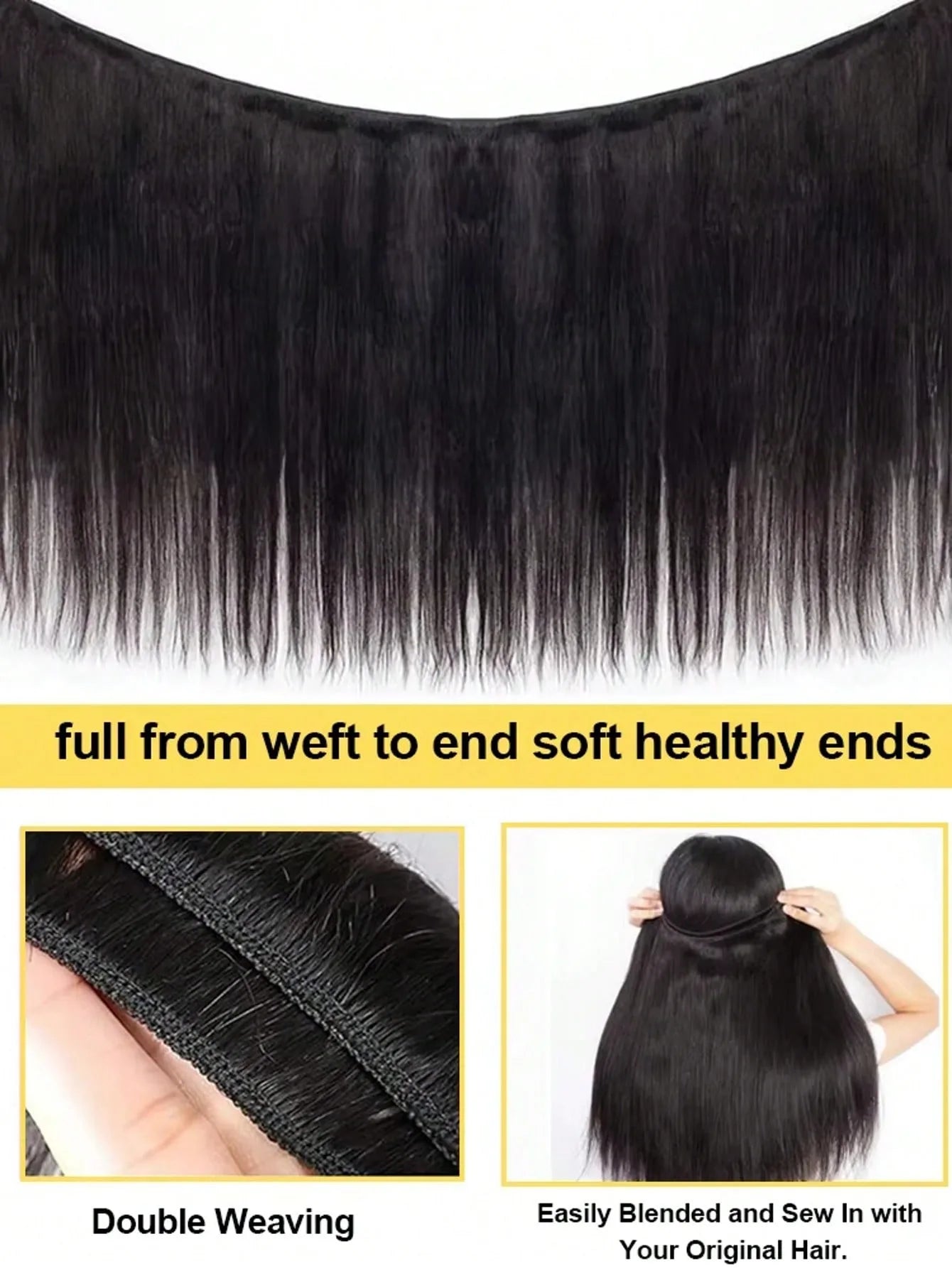 24 26 28 30 Inch 15A Human Hair Bundles Straight Bundles Human Hair Unprocessed Brazilian Virgin Hair Straight 3/4 Bundles Unit
