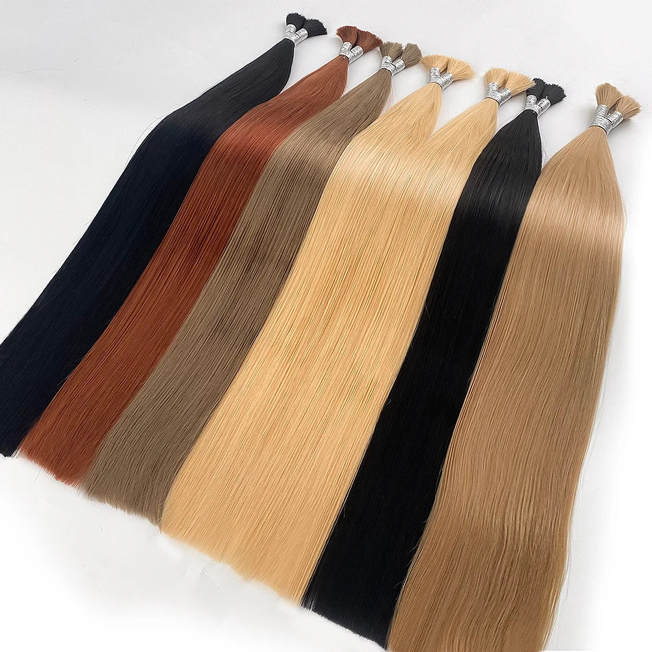 Shinehair Wholesale Straight Human Hair Bulk 100% Real Human Hair Extensions Highlight 16A Natural Black Hair Bundle Blonde 613