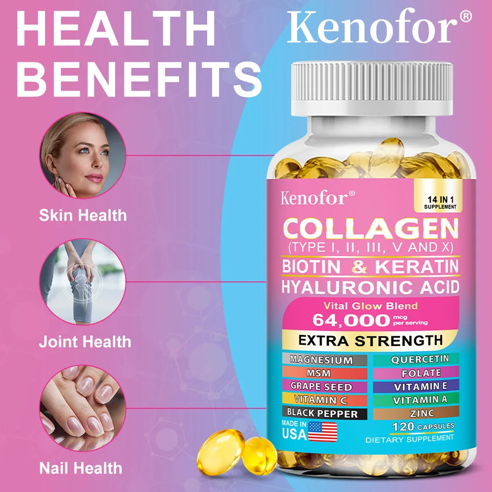 14-in-1 Collagen Biotin Keratin Capsules – Hair, Skin & Nails