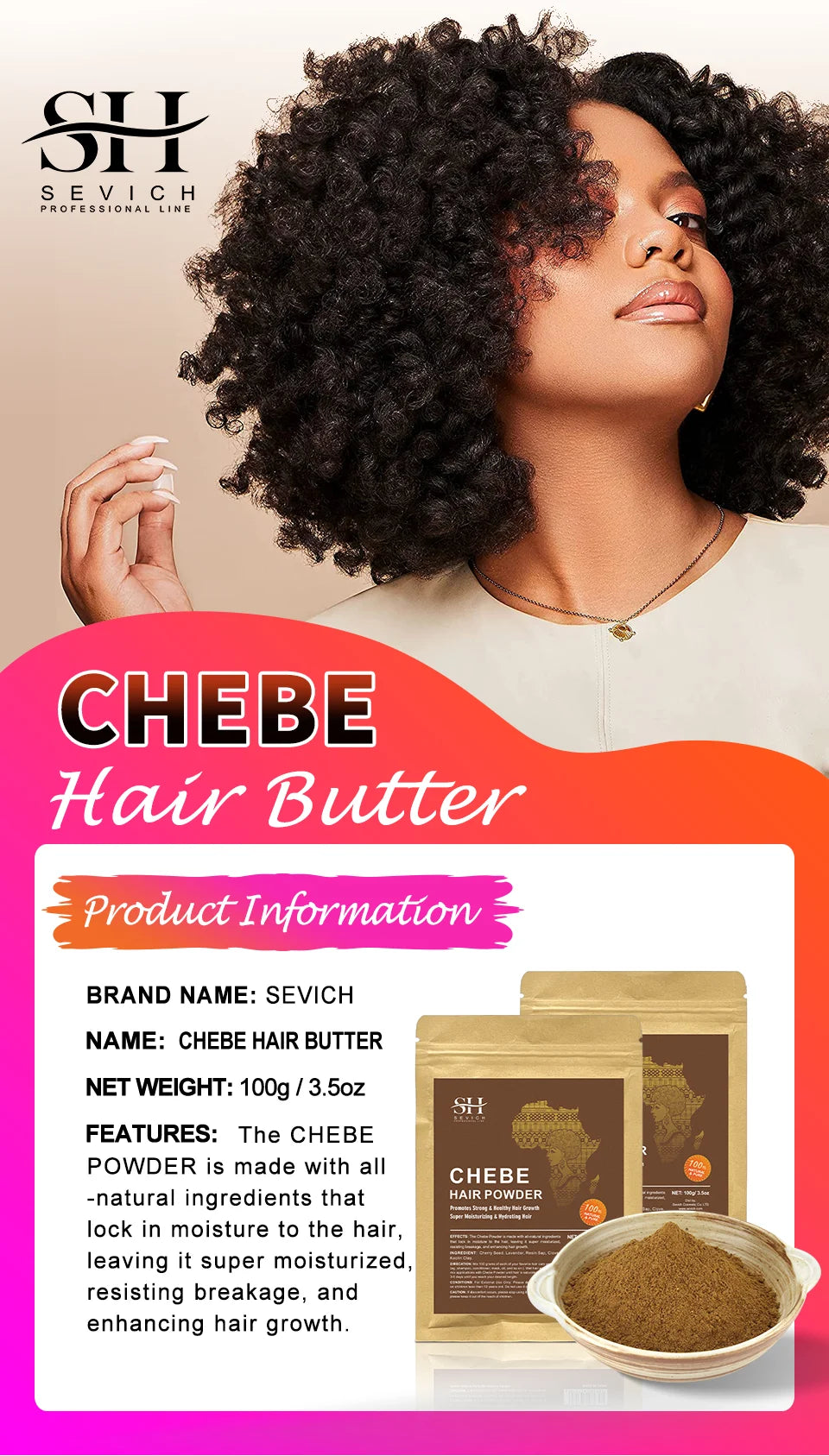 100% Chebe Powder Natural Ingredients Promotes Strong and Healthy Hair Strengthens Fast Hair Regrowth Anti Hair Loss Treatment