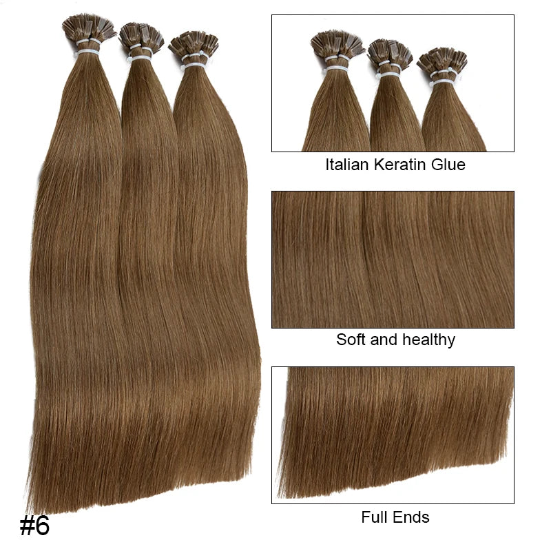Straight Human Hair Extension By Fusion Flat Tip Keratin Capsules 0.8g/ 1g/Strand 50pcs Natural Hair Extension Ombre Blond Color