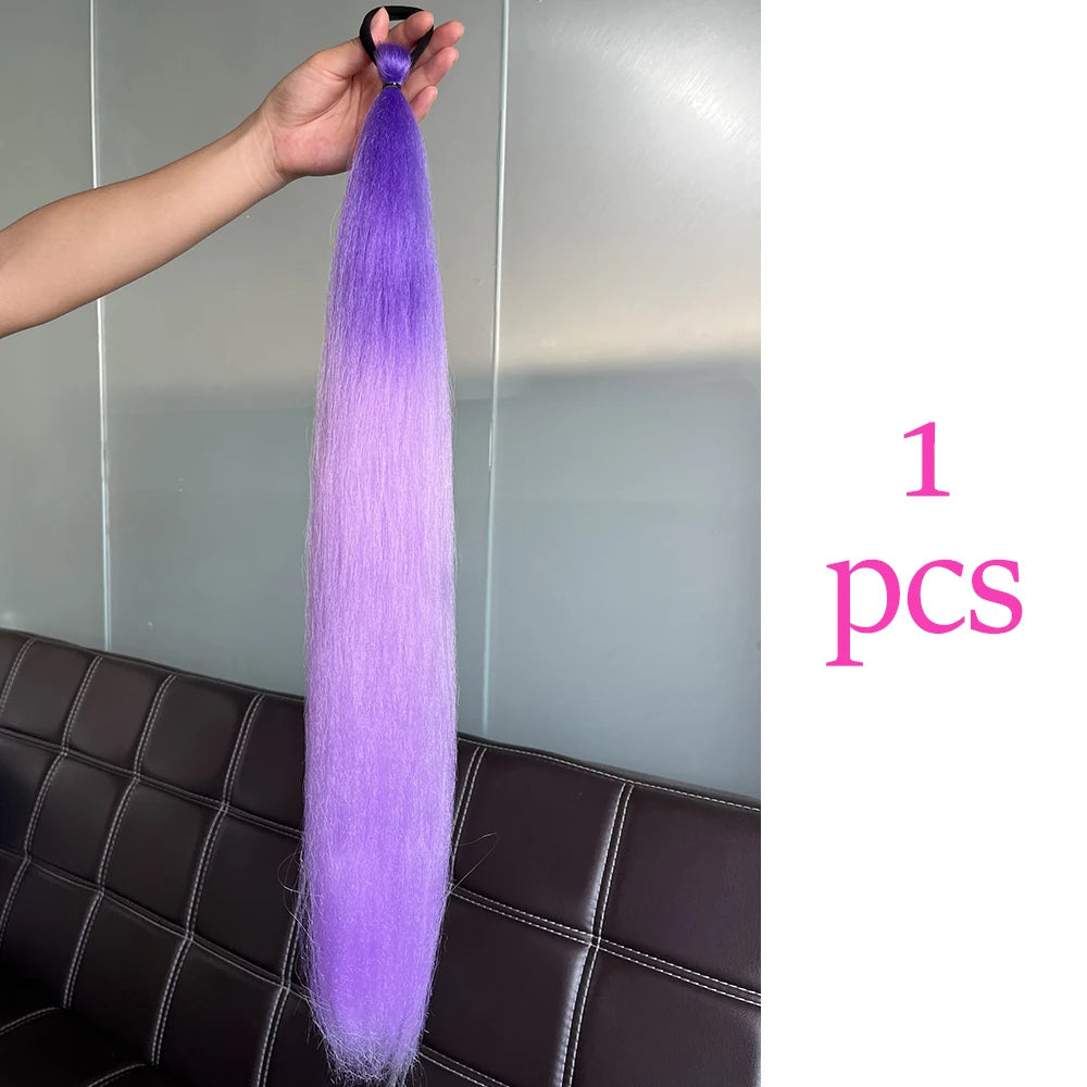 Vibrant 2Pcs Colorful Ponytail Extension Long Straight DIY Braid