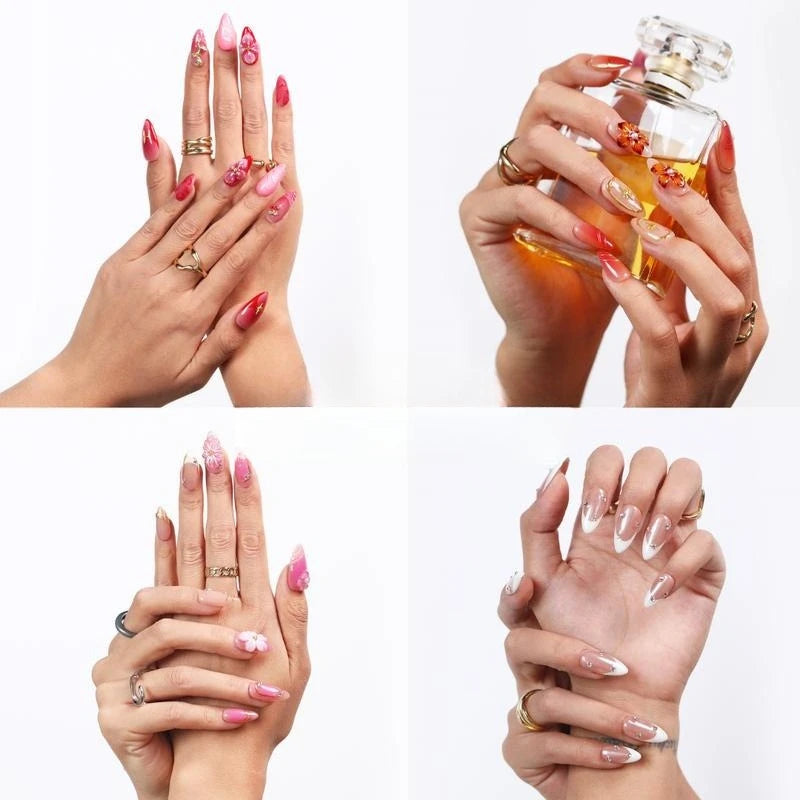 24pcs Medium Long Square French Press-On Nails