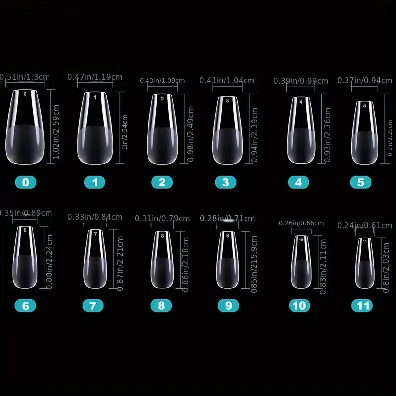 600Pcs Soft Gel Nail Tips Full Cover Coffin Almond Oval Set