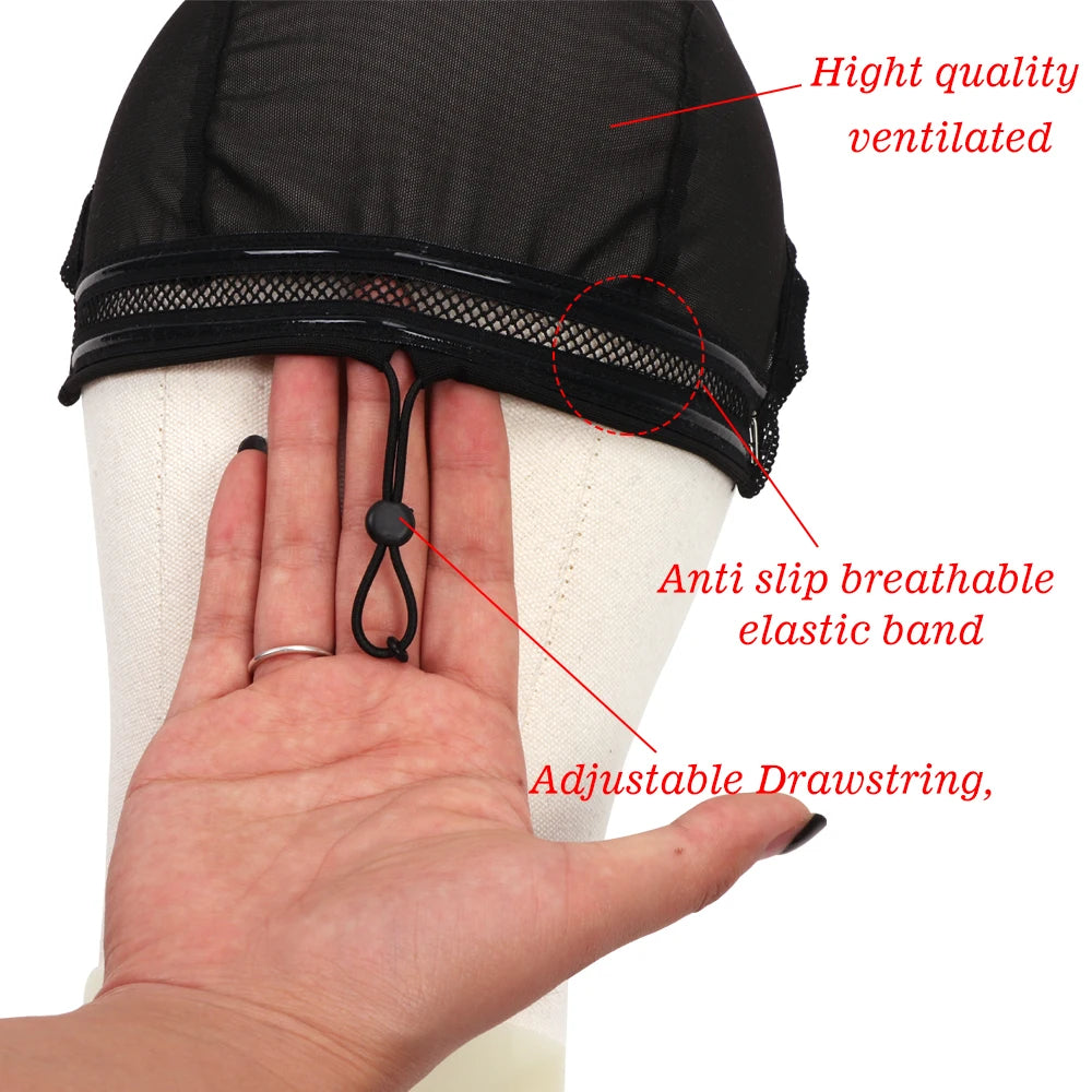Plussign Half Splicing Wig Cap With Drawstring Silicone Band For Sewing 4*4 5*5 13*4 13*6 Lace Wig Lace Wig Cap For Making Wigs