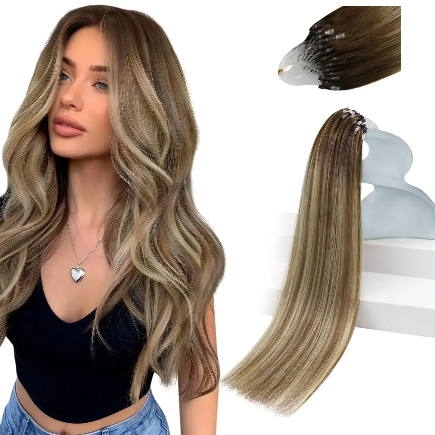 Remy Micro Ring Human Hair Extensions – No Heat, No Damage, 1g Strands