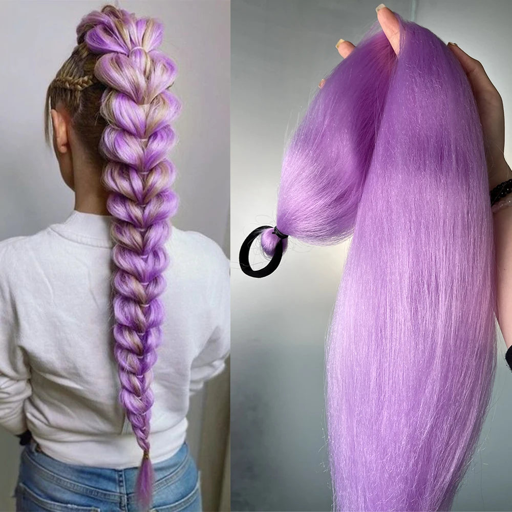 2PCS Synthetic Straight Ponytail Extensions with Elastic Hair Tie
