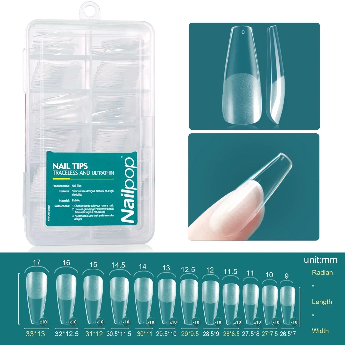 Nailpop 120Pcs Gel X Nail Tips Almond Square Full Cover Set
