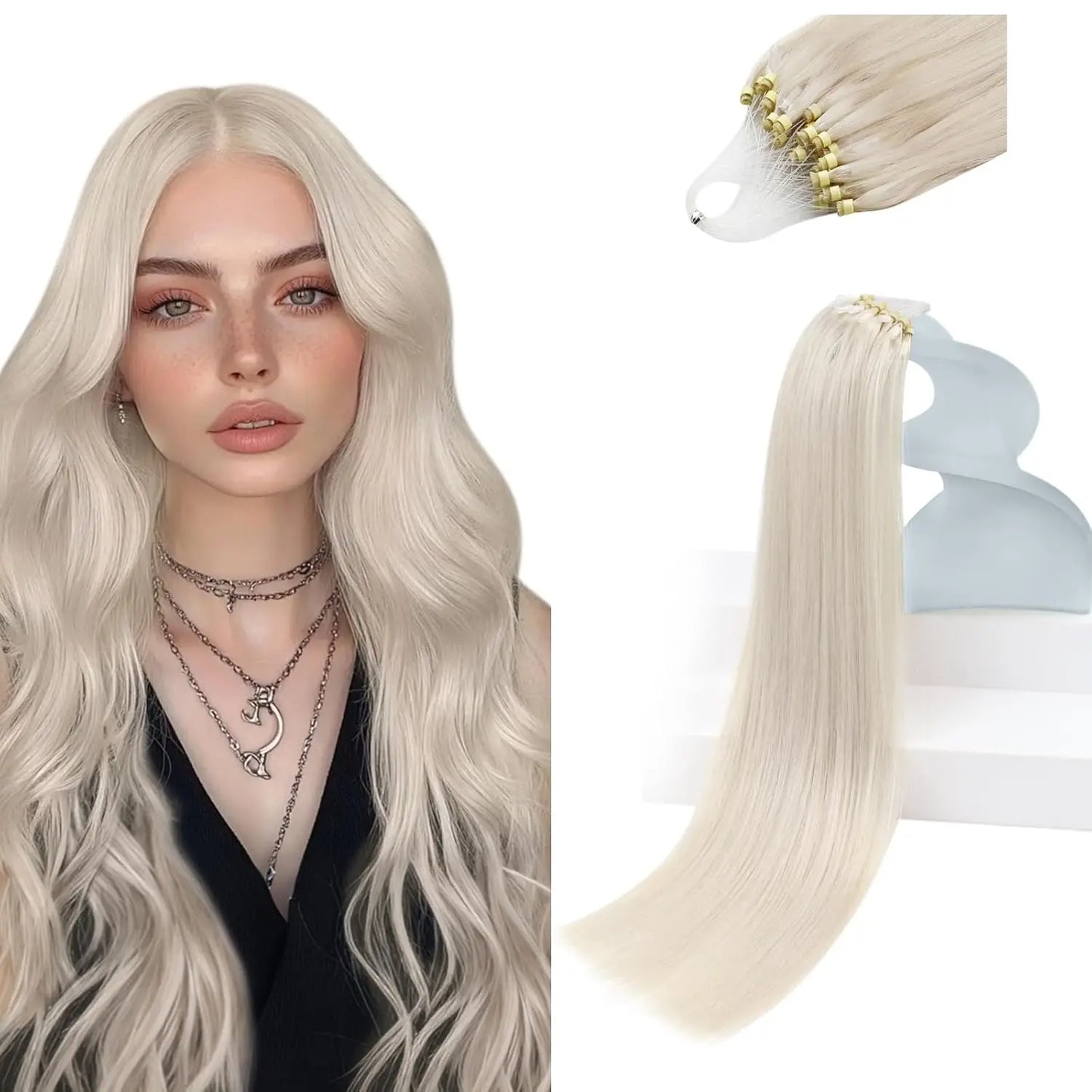 Remy Micro Ring Human Hair Extensions – No Heat, No Damage, 1g Strands