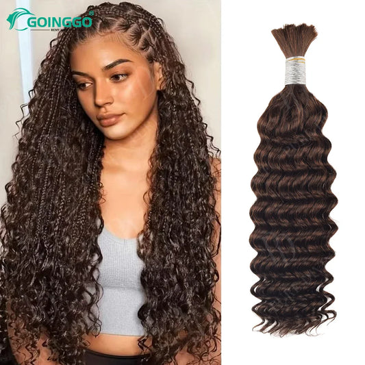 Pre-Colored Deep Wave Bulk Braiding Human Hair No Weft Remy Bulk Human Hair 14 To 28 Inch Bulk Hair Extension Crochet Braids
