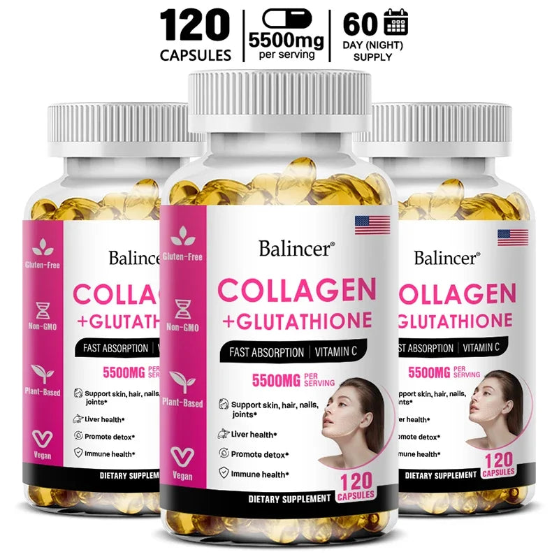 Glutathione Collagen Capsules – Skin Glow, Hair & Nails, Non-GMO
