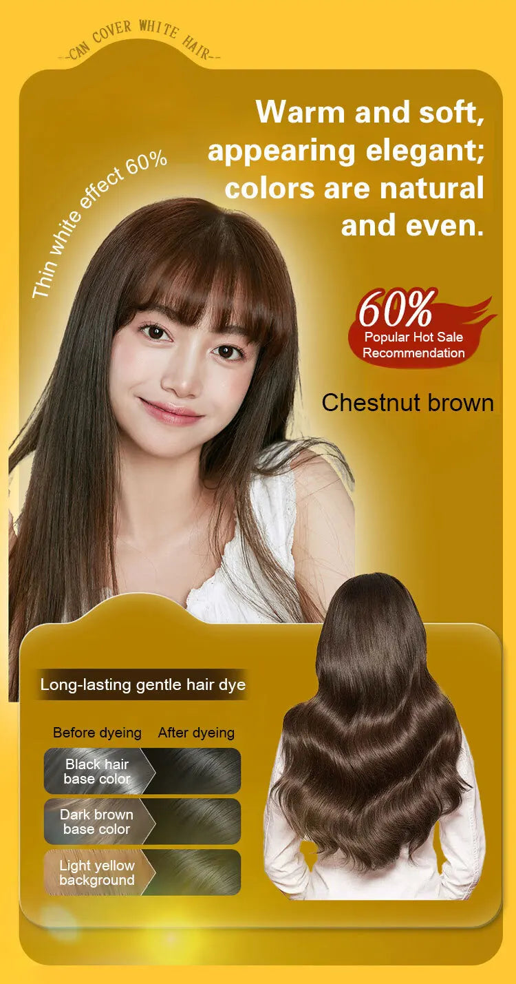 Natural Hair Dye Shampoo Plant Flower Scent Home Single Dose Temporary Hair Dye Long-lasting Color Cover Gray Hair for Women Men