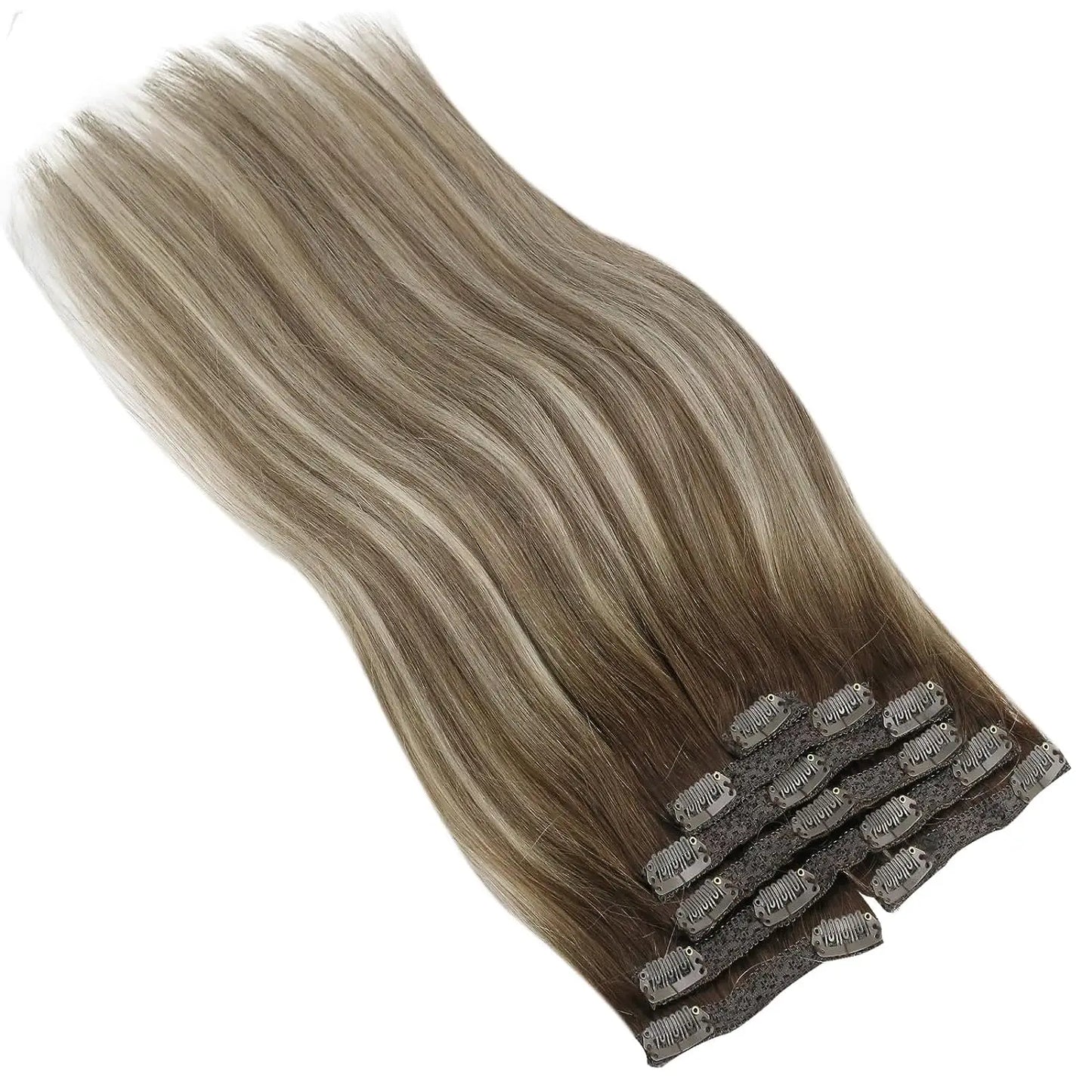 Double Weft Clip In Hair Extensions Brazilian Remy 7Pcs 100g