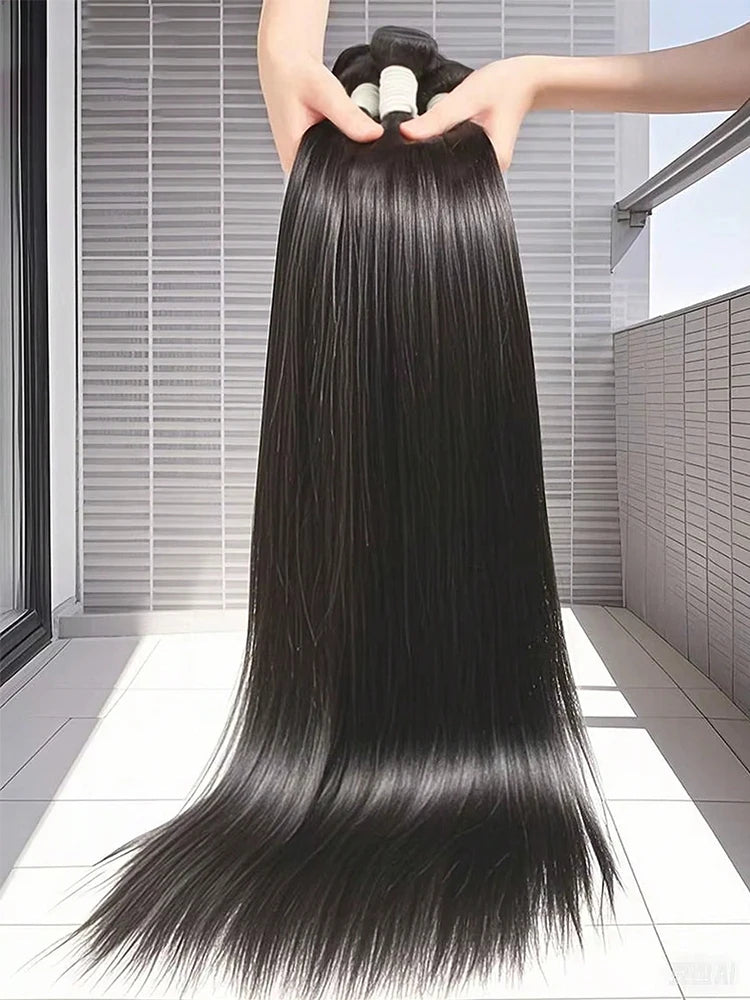 24 26 28 30 Inch 15A Human Hair Bundles Straight Bundles Human Hair Unprocessed Brazilian Virgin Hair Straight 3/4 Bundles Unit