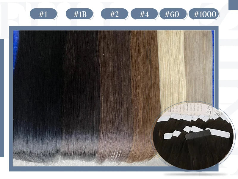 Full Shine Tape in Human Hair Extensions 100% Remy Natural Human Hair Extensions Tape in Omber Blonde Hair Extensions for Women