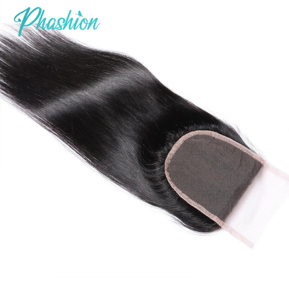 Phashion 24 26 Inch 5x5 4x4 Straight Lace Closure Only Pre Plucked Long Full Swiss Transparent Lace 100% Remy Human Hair On Sale