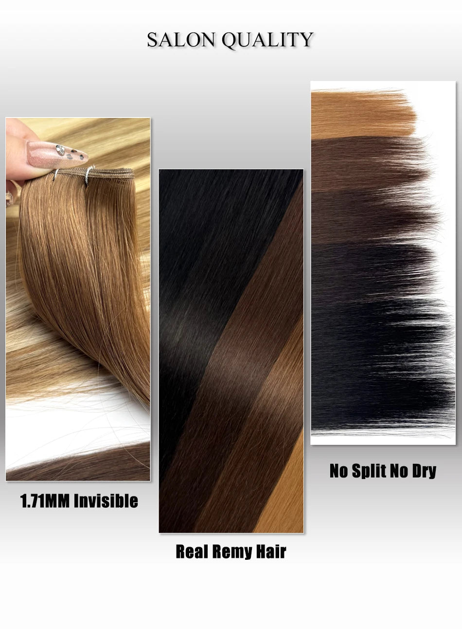 Double Drawn Genius Weft Extensions Blonde Virgin Hair 100g