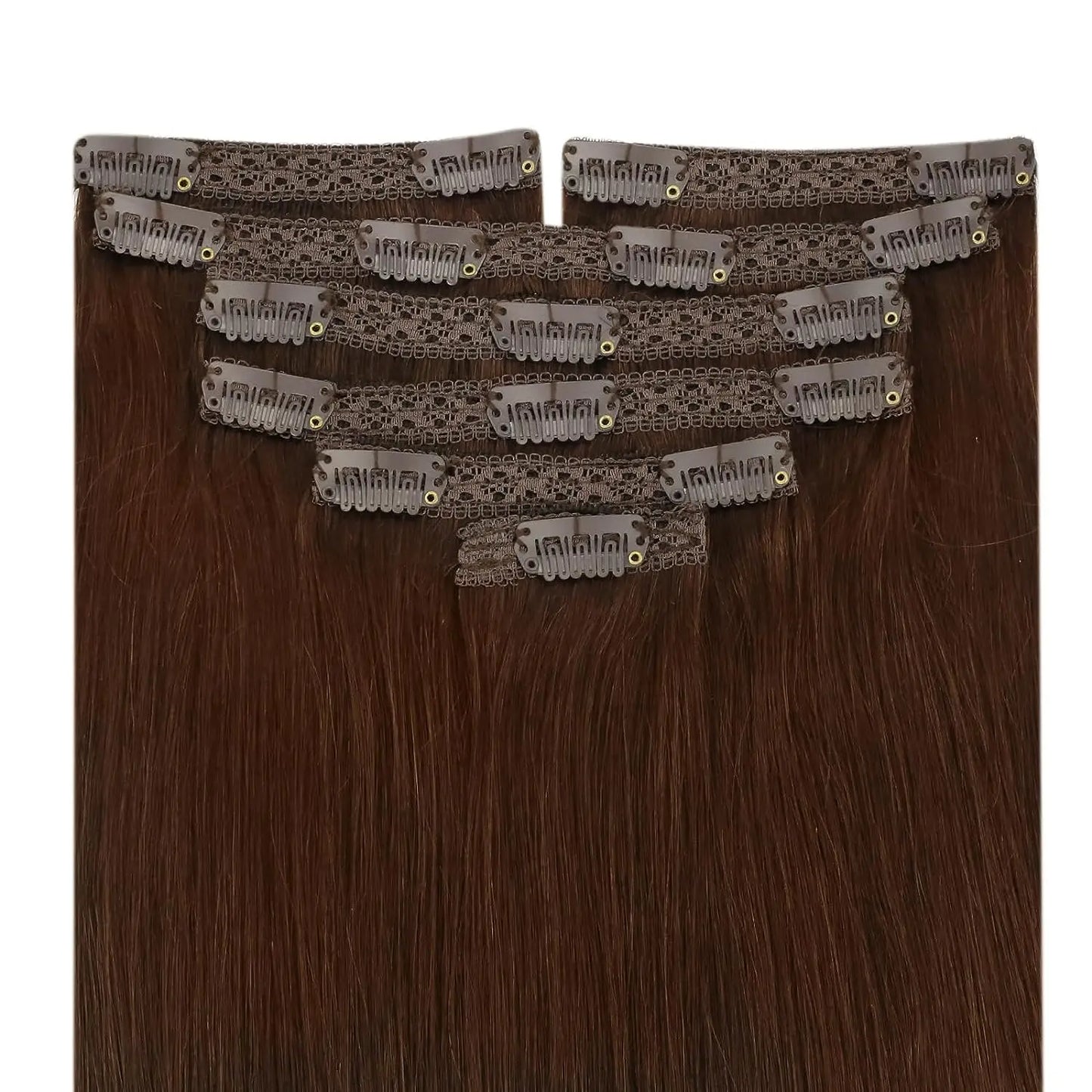 Double Weft Clip In Hair Extensions Brazilian Remy 7Pcs 100g