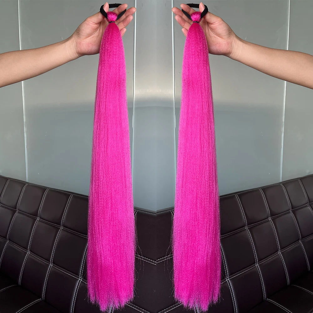 Vibrant 2Pcs Colorful Ponytail Extension Long Straight DIY Braid