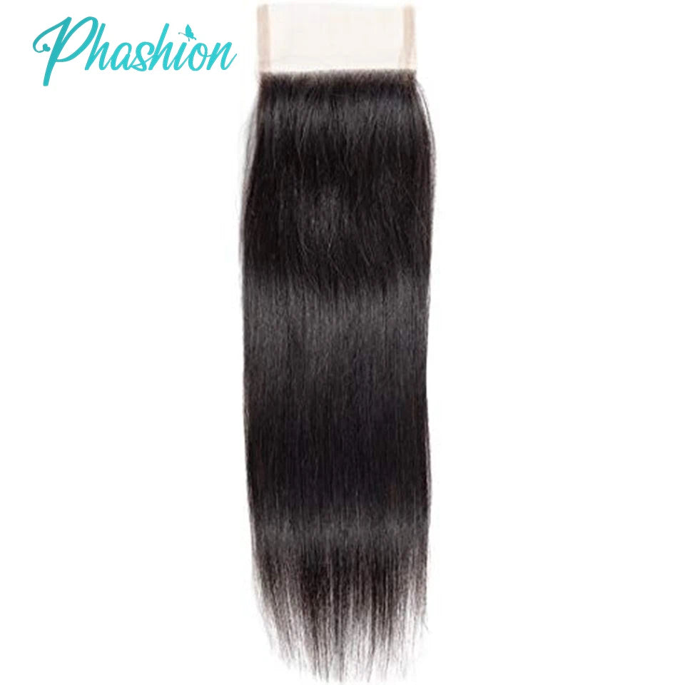Phashion 24 26 Inch 5x5 4x4 Straight Lace Closure Only Pre Plucked Long Full Swiss Transparent Lace 100% Remy Human Hair On Sale