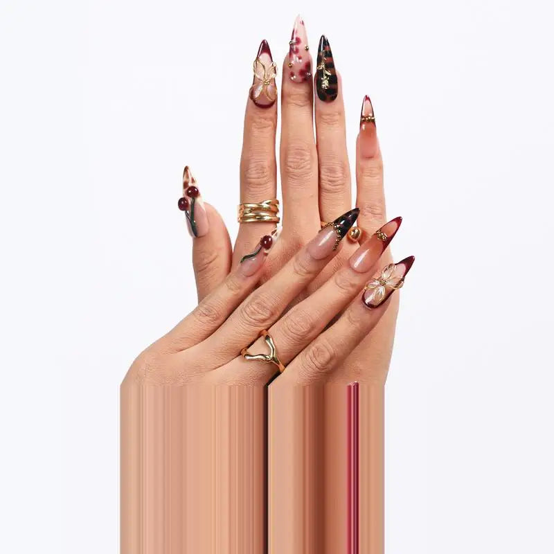 24pcs Medium Long Square French Press-On Nails