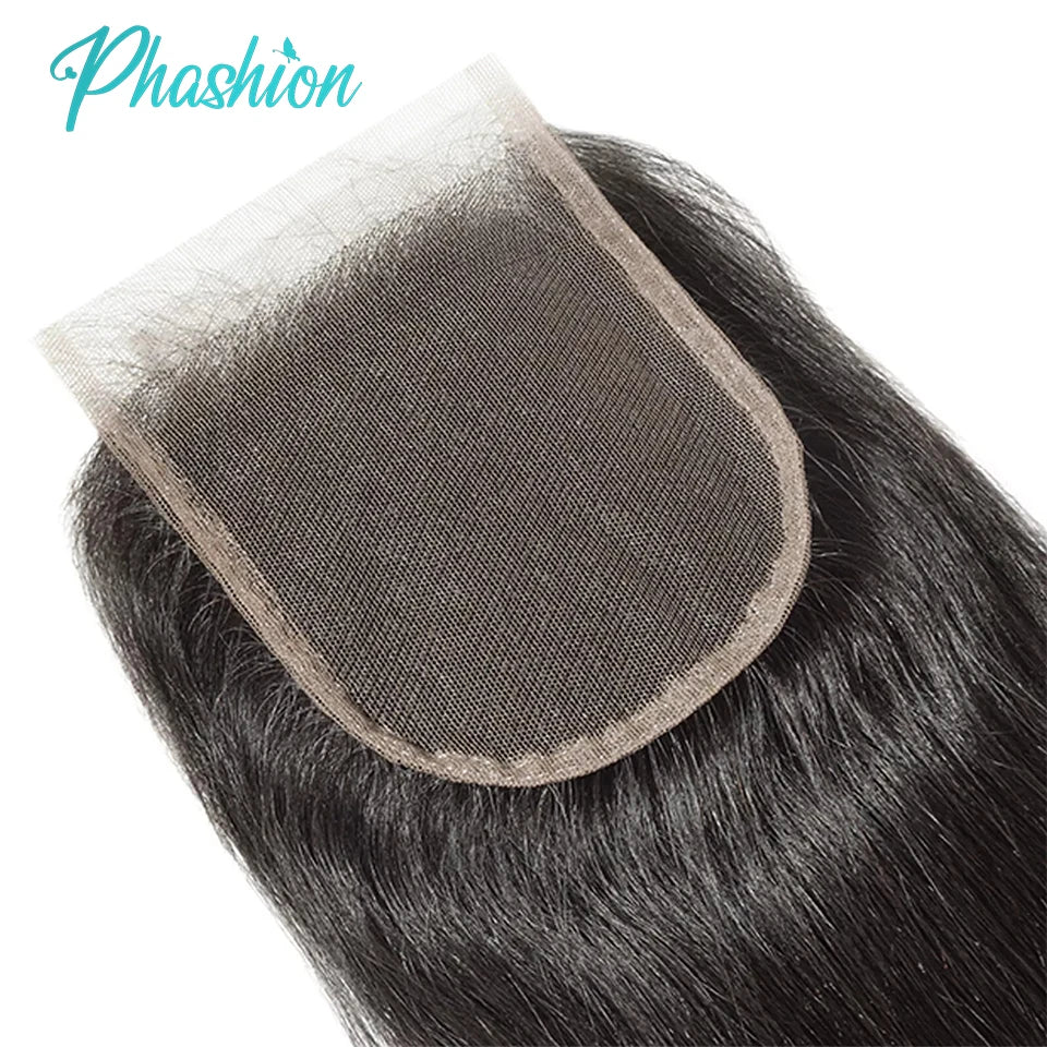 Phashion 24 26 Inch 5x5 4x4 Straight Lace Closure Only Pre Plucked Long Full Swiss Transparent Lace 100% Remy Human Hair On Sale