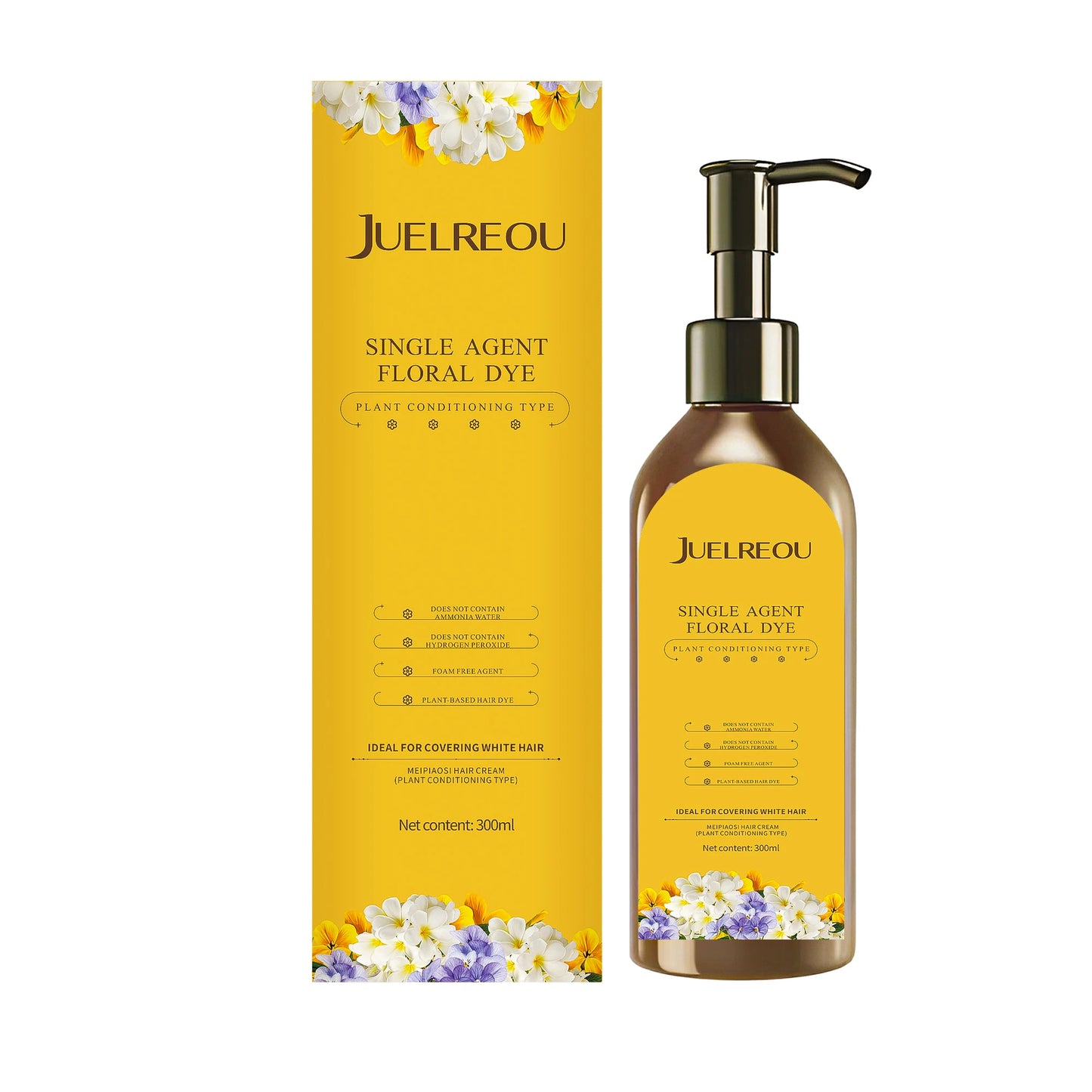 Natural Hair Dye Shampoo Plant Flower Scent Home Single Dose Temporary Hair Dye Long-lasting Color Cover Gray Hair for Women Men
