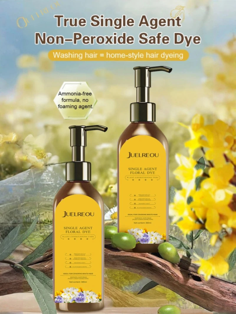 Natural Hair Dye Shampoo Plant Flower Scent Home Single Dose Temporary Hair Dye Long-lasting Color Cover Gray Hair for Women Men