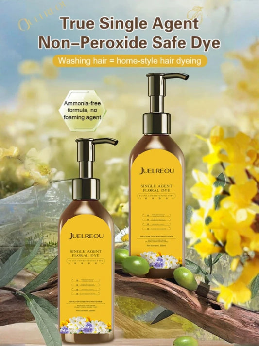 Natural Hair Dye Shampoo Plant Flower Scent Home Single Dose Temporary Hair Dye Long-lasting Color Cover Gray Hair for Women Men