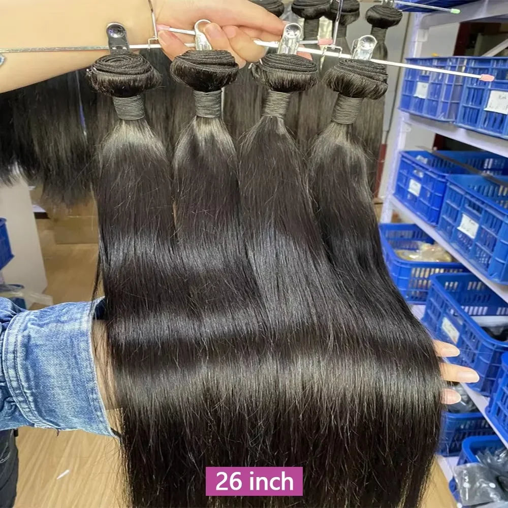 Queenlike 30 Inch Human Hair Bundles Brazilian Raw Hair Weave 1/3/4 Bundles Human Hair 26 28 30 Inch Straight Hair Extensions