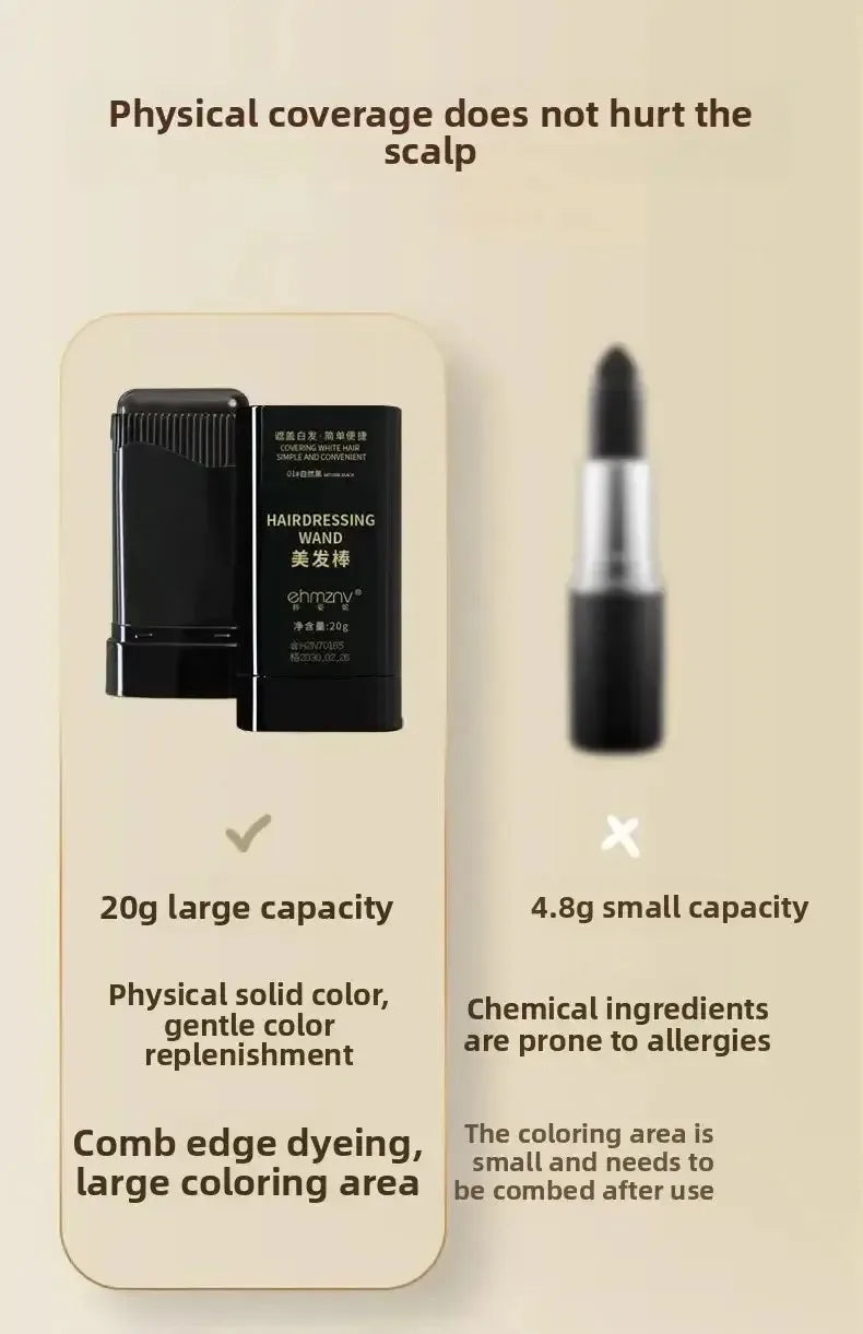 Quick Hair Dye Stick Permanent Coverage Long-Lasting Effect Portable Applicator Brush Design Touch Up the Color at Home