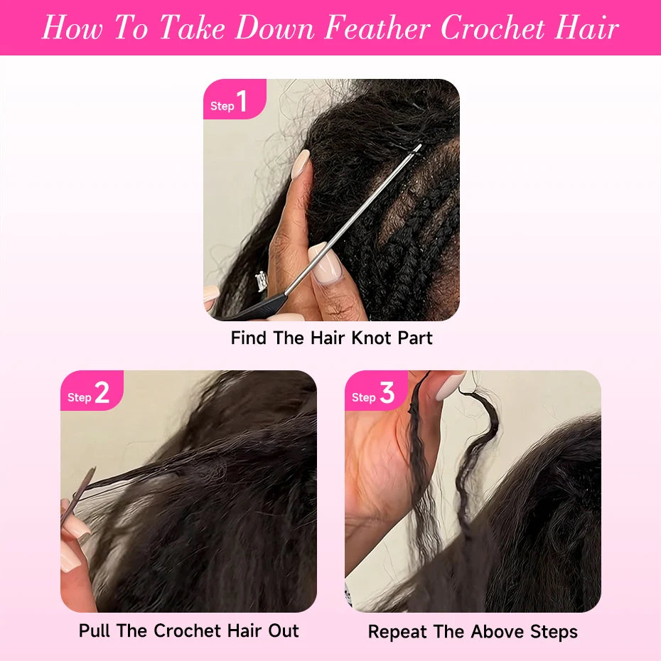 1B Burmese Curly Feather Crochet 100% Human Hair Pre-looped Invisible Miracle Knots Hair Feathered Pre-braided Crochet Human Hair Natural Colored Boho Braids Burmese Curls Hair Weave Bundles Remy Human Hair Extensions 20 22 2