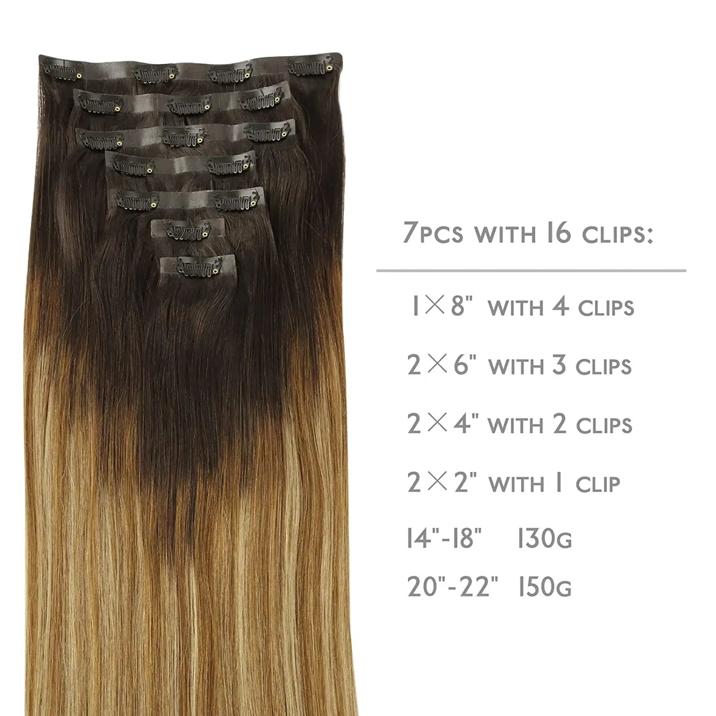 Seamless Clip In Hair Extensions Human Hair Invisible PU Tape In Remy Hair Extensions Ombre Blonde Color Skin Weft  7Pcs 150g
