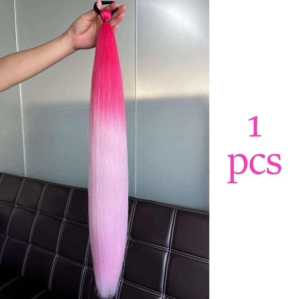 Vibrant 2Pcs Colorful Ponytail Extension Long Straight DIY Braid