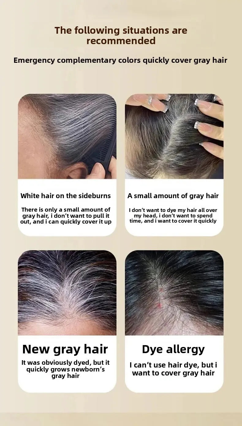 Quick Hair Dye Stick Permanent Coverage Long-Lasting Effect Portable Applicator Brush Design Touch Up the Color at Home