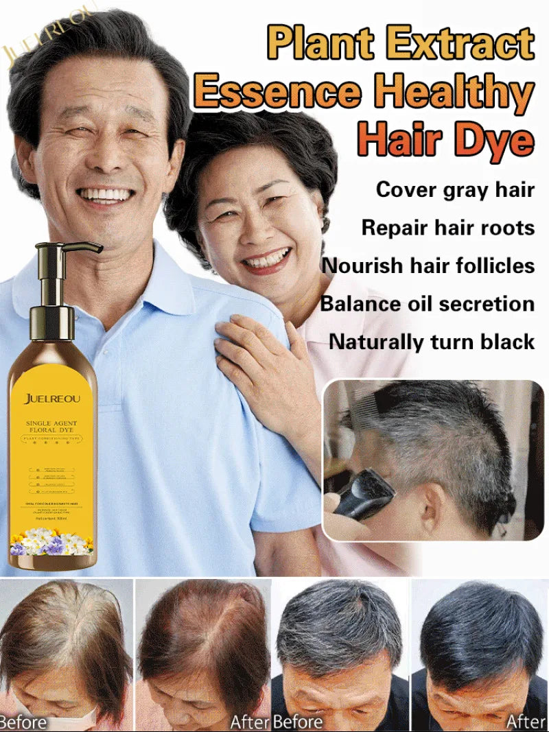 Natural Hair Dye Shampoo Plant Flower Scent Home Single Dose Temporary Hair Dye Long-lasting Color Cover Gray Hair for Women Men